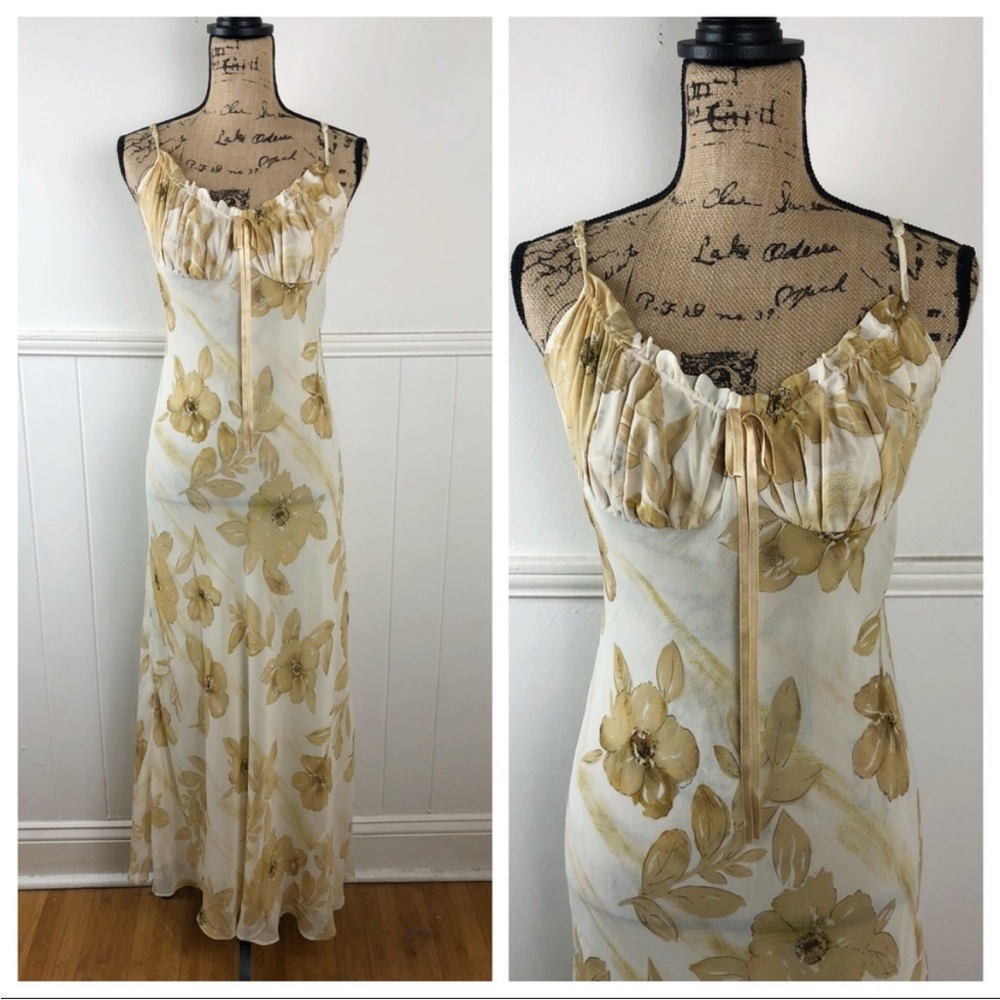 Vintage 100% Silk Dress Vintage Y2K Silk Dress Milkmaid Floral Silk Fairy Dress